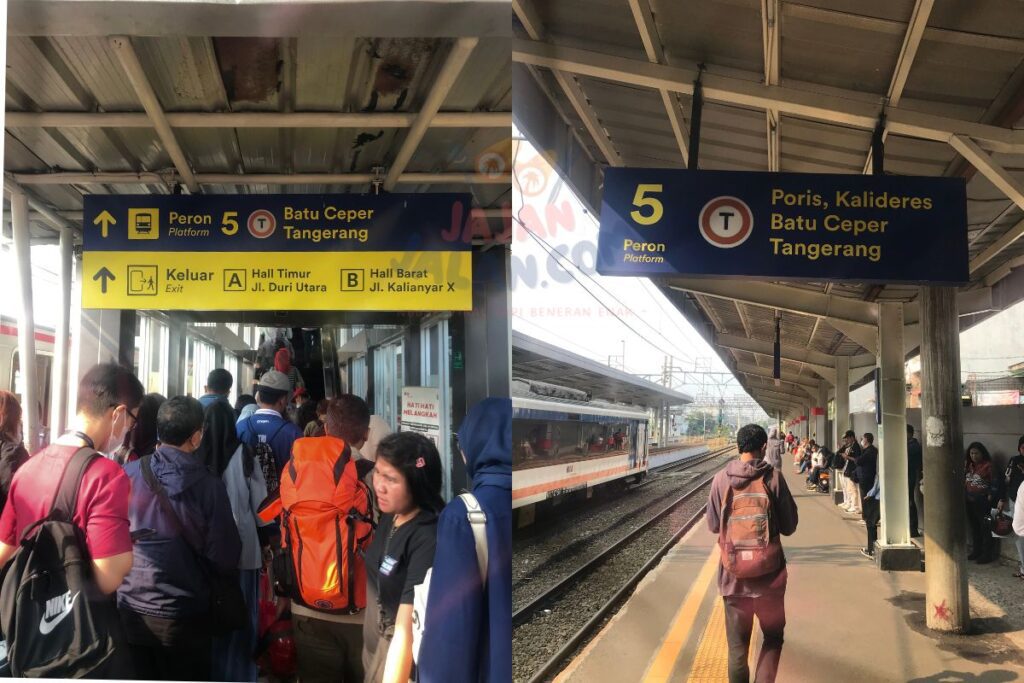 Peron jalur lima Stasiun Transit Duri arah Stasiun KRL Tangerang