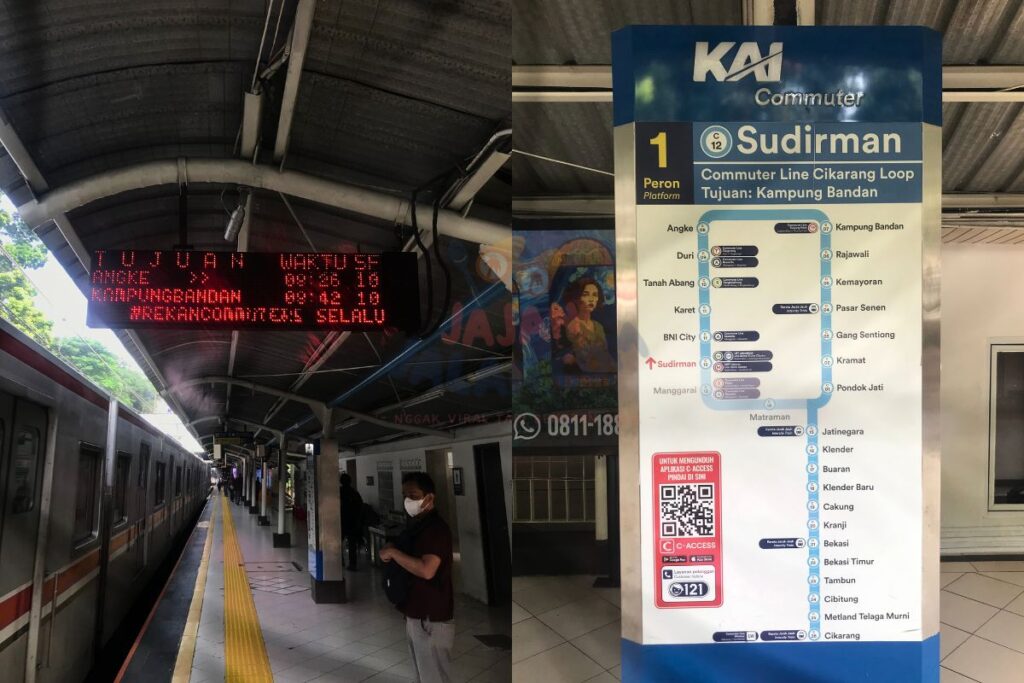 Peron jalur satu Stasiun KRL Sudirman